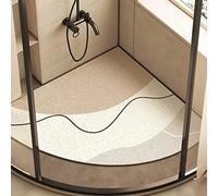 FYDZ Corner Shower Mat with Non-Slip & Anti-Mould Features, Sector Loofah Design, Quadrant Shape with Drain Holes, Curved (Beige-C,65x65cm)