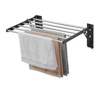 FYDZ Wall-Mounted Stainless Steel Clothes Drying Rack - 23" Wide Folding Laundry Airer with Towel Storage Holder(60CM/23.6in)