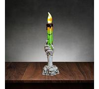 Fyearfly 1 x Skull Candle Holder - LED Flameless Decoration with Battery for Halloween Party Green