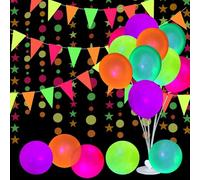 Fyearfly 10 Inch Fluorescent Balloons 100 Pack, UV Neon Glow in The Dark Latex Balloons for Wedding Birthday Party Decorations