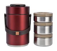 Fyearfly 2.3L Insulated Lunch Box, 304 Stainless Steel, Leak-Proof, 3 Layers, Portable Food Container for Work, Travel, and Outdoor Meals, Red