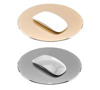 Fyearfly 2pcs Aluminum Metal Mouse Pad,Round Mouse Pad,Waterproof Gaming Mouse Mat w/Non-slip Foot Pad,Fast and Accurate Control, for Gaming and Office (gold and dark gray)