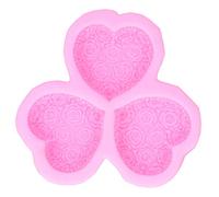 Fyearfly 3 Cavity Heart Shaped Rose Soap Mold Silicone Cake Fondant Decoration Tool Pink