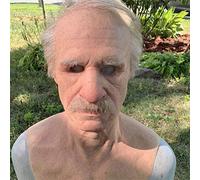 Fyearfly 3D Realistic Old Man Latex Mask with Silver Hair, Skin-Safe Silicone for Halloween Costume Party, Cosplay and Themed Events