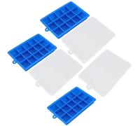 Fyearfly 3pcs Stackable Silicone Ice Cube Moulds, 15 Grids, Dishwasher Safe, Blue, with Removable Lid for Easy Storage and Home Bar Use