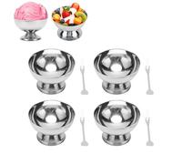 Fyearfly 4Pcs Sundae Fruit Trifle Bowl,Footed Mini Dessert Cups,Stainless Steel Food Grade Smoothing Metal Dessert Bowl for Dessert, Sundae, Ice Cream, Fruit, Salad, Snack, Cocktail