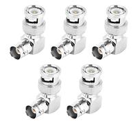 Fyearfly 5pcs BNC Male Female Connector, 90° Right Angle L-Shape Coupler RCA Converter Coax Joiner, SDI Coaxial Cables Elbow Adaptor for CCTV Camera DVI DAB CB Radio Antenna