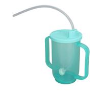 Fyearfly Adult Sippy Cup, 350ml Convalescent Feeding Cup Nursing Glasses Leakproof Heat-Resistant Safe Feeding Cups with Extended Straw, for Elderly Patient, Bedridden People (Green)