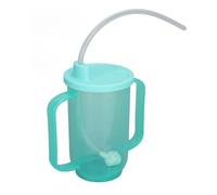 Fyearfly Adult Sippy Cup, Convalescent Feeding Cup, 350ml Nursing Cup Leakproof Heat Resistant Safe Convalescent Feeding Cup with Extended Straw for Elderly Patient, Green