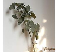 Fyearfly Artificial Ginkgo Biloba Leaf Stem, Realistic Silk Fabric Faux Greenery, Home Decor for Vase, Wedding, Table Centerpiece, Office Desk