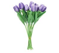 Fyearfly Artificial Tulip Flowers 10pcs High Simulation Purple Silk Flowers for Home Decor Table Centerpiece Vase Arrangement