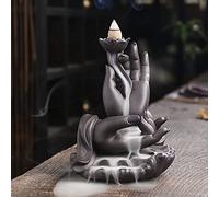 Fyearfly Buddha Hand Waterfall Incense Burners Smoke Waterfall Moderate Size Backflow Incense Holder for Bedrooms Study
