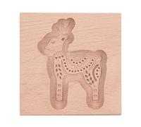 Fyearfly Carved Wooden Cookie Cutter Mold - Easy Release, Non-Stick, Little Fawn Shape