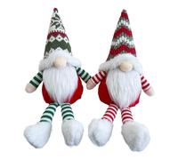 Fyearfly Christmas Gnome Figurine Set, 2PCS Knitted Plush Troll Doll with Red and Green Stripes, Faceless Nordic Holiday Decor for Tabletop and Mantel
