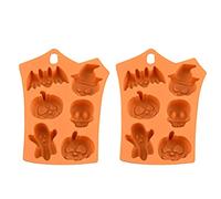 Fyearfly Halloween Silicone Baking Molds 2Pcs - Pumpkin Skeleton Bat Ghost Shapes for Fun DIY Cakes and Chocolates
