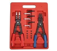 Fyearfly Heavy Duty Internal External Snap Ring Pliers Set Metal Circlip Tool Kit with 12 Tips for Automotive Bearing Brake Repair 2 Pcs