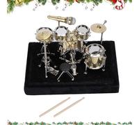 Fyearfly Miniature Drum Kit Model, Mini Drum Set, Metallic, Realistic, Music, Home Decor, Gift