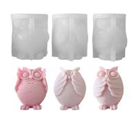 Fyearfly Owl Silicone Candle Molds Set - DIY 3D Animal Soap, Plaster Decor - Unique Owl Trio Design (See, Hear, Speak)