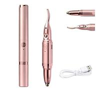 Fyearfly Portable Electric Heated Eyelash Lashes 2 in 1 Eyelash Makeup Tools for Eyebrow Long Lasting Long Lasting for Travel Home (Champagne Gold)