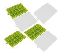 Fyearfly Silicone Ice Cube Moulds 3pcs, Stackable 15 Grids, Easy Release, Dishwasher Safe, with Lids for Home Bar, Green