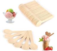 Fyearfly Small Wooden Spoons Disposable Spoons, 100Pcs 10cm Ice Cream Spoon Dessert Spoon Tea Spoons Disposable Biodegradable Compostable Cutlery Flatware for Ice Cream Dessert Yogurt Tasting