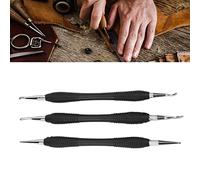 Fyearfly Stainless Steel Leather Modeling Tools, 3Pcs Leather Press Rub Tool, Leather Embossing Spoons Leather Craft Tools Kit for Leather Modelling Splicing Embossing