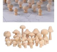 Fyearfly Unfinished Wooden Mushrooms to Paint, 40 Pieces Mini Mushrooms Various Sizes Unpainted Wood Mushroom Toy Tiny Mushrooms Set for DIY Crafts Children's Arts Home Decoration Gift