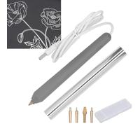 Fyearfly USB Hot Foil Pen, Electronic Heating Hot Melt Foil Stamping Embossing Pen with 4x Pen Tip+1x Foil, Foil Quill Starter Kit, for Craft Scrapbooking,Gift&Card Making (Silver)