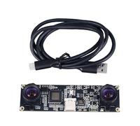 Fyearfly VR Camera Module, USB Camera Module 1MP 720P 3D Reconstruction VR Ranging 2 Lens Synchronization Wide Angle 100 Degree 2.1mm Webcam Board
