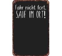 FYELVO Bier Sauf im Ort Anime Metal Tin Sign Poster Decor for Living Room Cafe Decorative Sign for Wall 12x8Inches