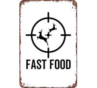 FYELVO Fast Food Deer Hunting Metal Art of Writing Tin Signs Retro Garage Signs Movie Posters Sign Man Cave Decor 8×12 Inch