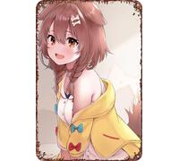 FYELVO Korone Hololive Tin Anime poster Decor for Living Room Cafe Decorative Sign for Wall 12x8Inches