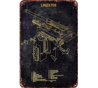 FYELVO luger p08 Poster Retro Funny Metal Tin Sign, Outdoor Home Wall Decoration 8x12inch