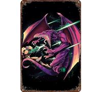FYELVO Monsters Super metroid Metal Tin Sign Poster Game Decor for Living Room Cafe Decorative Sign for Wall 12x8Inches