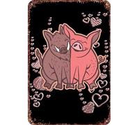 FYELVO Pigs dear wild boar domest Anime Poster Retro Funny Metal Sign Sheet Signs Tin Sign, Outdoor Home Wall Decoration 8x12inch