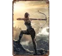FYELVO Tomb Raider Lara Croft Poster Game Retro Funny Metal Sign Sheet Signs Tin Sign, Outdoor Home Wall Decoration 8x12inch