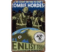 FYELVO World at War Zombie Poster Game Retro Funny Metal Sign Sheet Signs Tin Sign, Outdoor Home Wall Decoration 8x12inch