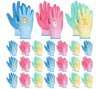 Fyeme 24 Pairs Kids Gardening Gloves Safety Work Gloves Non Slip Latex Coated Garden Hand Covers Working Gloves for Yard, Fishing, Camping (L)