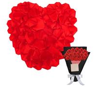 Fyeme 273 Pcs Premade Ribbon Rose Petal Half Finished Flower Petal Flowers Bouquets Everlasting Floral for Birthday Wedding Anniversary (rose red)