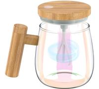Fyeme 400ml Self Stirring Mug with Lid 7000rpm Electric High Speed Mixing Cup with Handle High Borosilicate Glass Mixing Coffee Mug Travel Stirring Cup for Coffee Milk (Multi),(02031716)