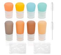 Fyeme 8 Pcs Condiment Squeeze Bottles Silicone Sauce Bottle Food Storage Condiment Bottles with 2 Cleaning Brushes Mini Ketchup Bottle Small Sauce Seasoning Soy Honey Sauces Salad Dispenser Container