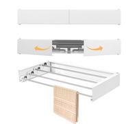 Fyeme Clothes Airer Wall Mounted 50 x 25 x 7.3 cm Clothes Airer Extendable Wall with 4 Poles Stainless Steel Clothes Dryer Wall for Clothes Rack Towel Rack Cabinet Stand Shoe Rack