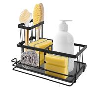Fyeme Kitchen Sink Caddy Organzier Carbon Steel Sink Caddy Sponge Holder Ample Capacity Drain Rack Washing up Utensil Storage for Countertop Kitchen Organiser for Sponge