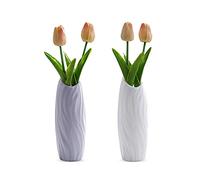 Fyfjur 2 Plastic Vases - Creative, Durable Decorative Vases for Modern Living Room, Office, Wedding Decoration (White, Gray)