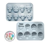 Fyfjur Silicone Chocolate Mould, Skull & Dinosaur Shapes, Blue, 18.9 x 12.7 x 2.2 cm