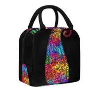 FYFLNO Bright Element Paisley Mehndi Lunch Bag Tote Bag for Women, Wide Open Insulated Cooler Bag Waterproof Leak-Proof Thermal Lunch Organizer Handbag