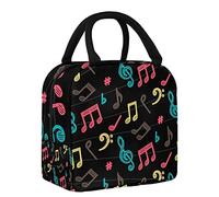 FYFLNO Colored Music Notes Lunch Bag Tote Bag for Women, Wide Open Insulated Cooler Bag Waterproof Leak-Proof Thermal Lunch Organizer Handbag