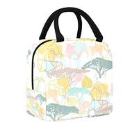 FYFLNO Geometry Griffe Elephant Dinosaur Lunch Bag Tote Bag for Women, Wide Open Insulated Cooler Bag Waterproof Leak-Proof Thermal Lunch Organizer Handbag