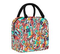 FYFLNO Music Notes Lunch Bag Tote Bag for Women, Wide Open Insulated Cooler Bag Waterproof Leak-Proof Thermal Lunch Organizer Handbag
