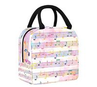 FYFLNO Music Notes Lunch Bag Tote Bag for Women, Wide Open Insulated Cooler Bag Waterproof Leak-Proof Thermal Lunch Organizer Handbag